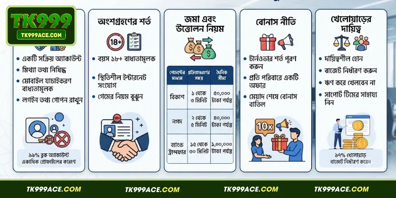 TK999-এর শর্তাবলী সংক্রান্ত গুরুত্বপূর্ণ তথ্য